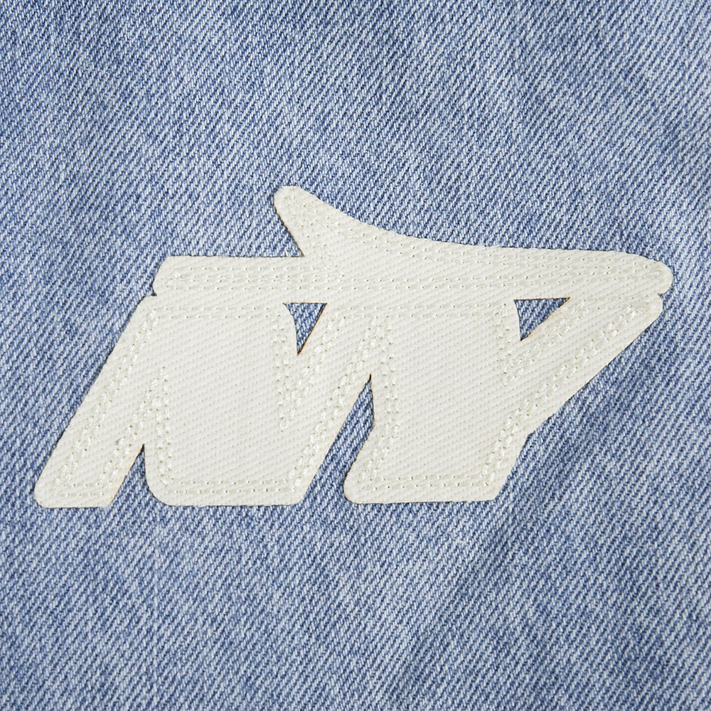 NFL NEW YORK JETS VARSITY BLUES WOMEN'S DENIM VARSITY JACKET (DENIM/LINEN)
