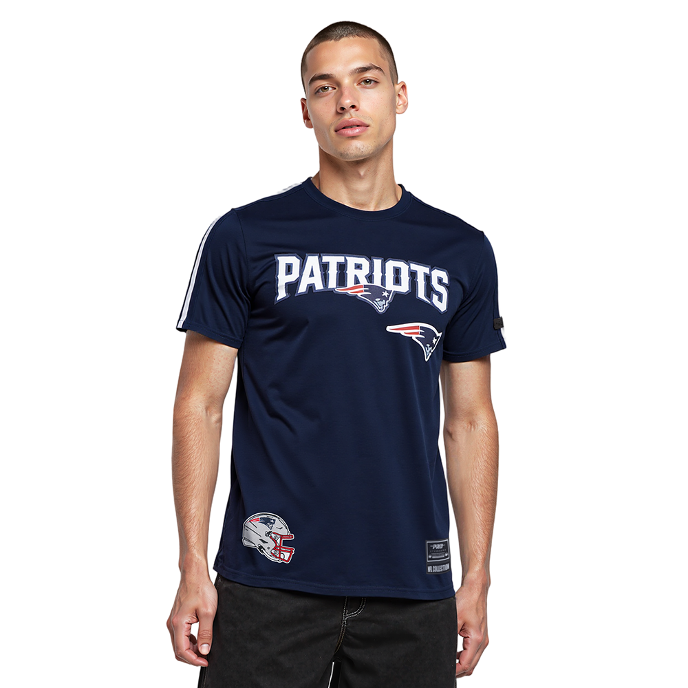 NFL NEW ENGLAND PATRIOTS CLASSIC MESH T-SHIRT EN JERSEY SIMPLE À RAYURES POUR HOMME (MARINE MINUIT)