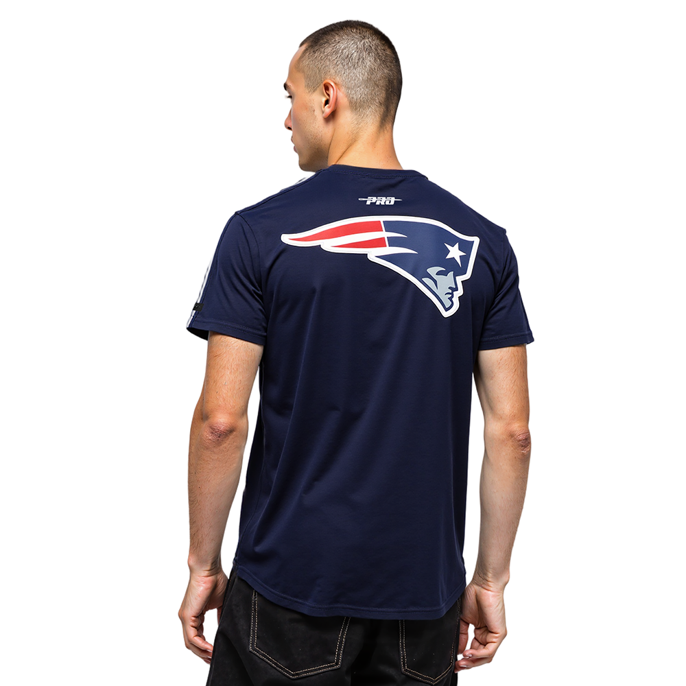 NFL NEW ENGLAND PATRIOTS CLASSIC MESH T-SHIRT EN JERSEY SIMPLE À RAYURES POUR HOMME (MARINE MINUIT)