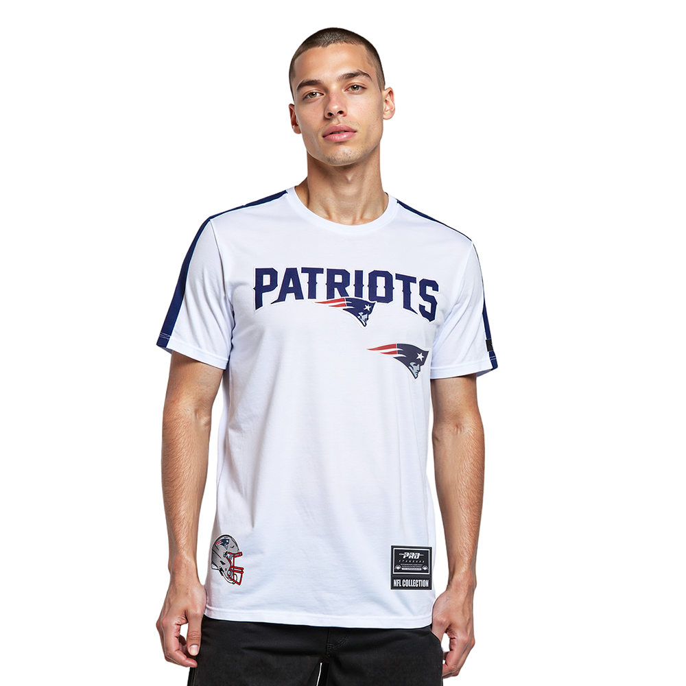 NFL NEW ENGLAND PATRIOTS CLASSIC MESH T-SHIRT EN JERSEY SIMPLE À RAYURES (BLANC/MARINE MINUIT)