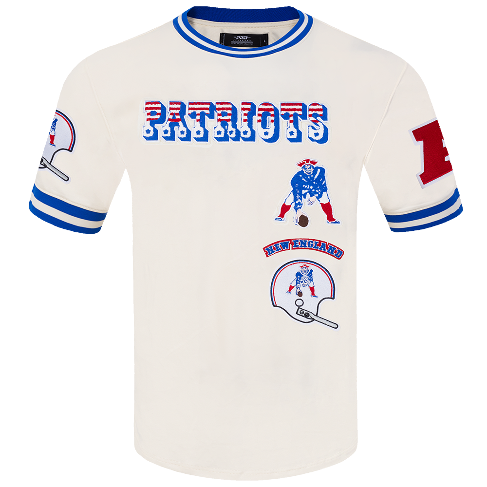 NFL NEW ENGLAND PATRIOTS RETRO CLASSIC T-SHIRT POUR HOMME (COQUILLE D'ŒUF/BLEU ROYAL)