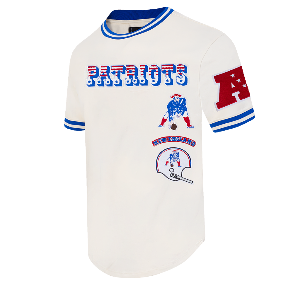 NFL NEW ENGLAND PATRIOTS RETRO CLASSIC T-SHIRT POUR HOMME (COQUILLE D'ŒUF/BLEU ROYAL)