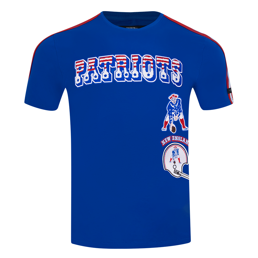 NFL NEW ENGLAND PATRIOTS RETRO CLASSIC T-SHIRT À RAYURES POUR HOMME (BLEU ROYAL/ROUGE)