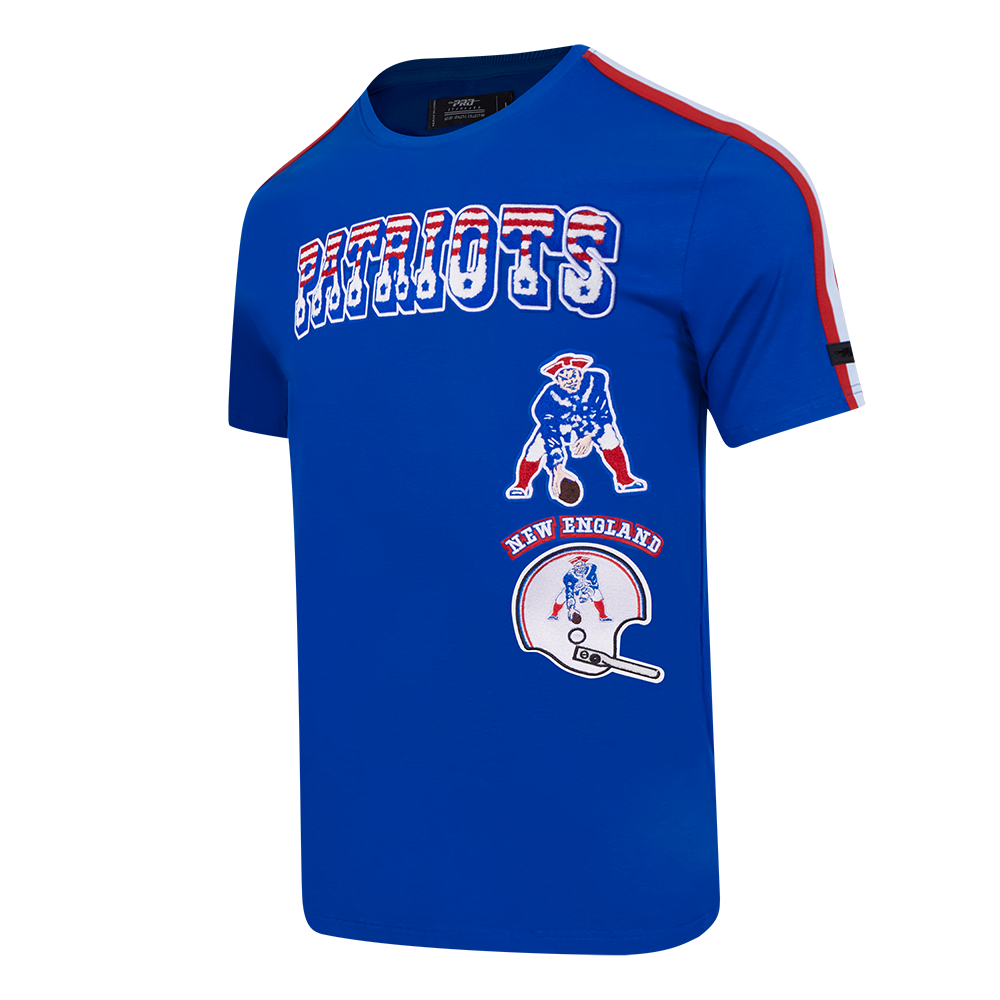 NFL NEW ENGLAND PATRIOTS RETRO CLASSIC T-SHIRT À RAYURES POUR HOMME (BLEU ROYAL/ROUGE)