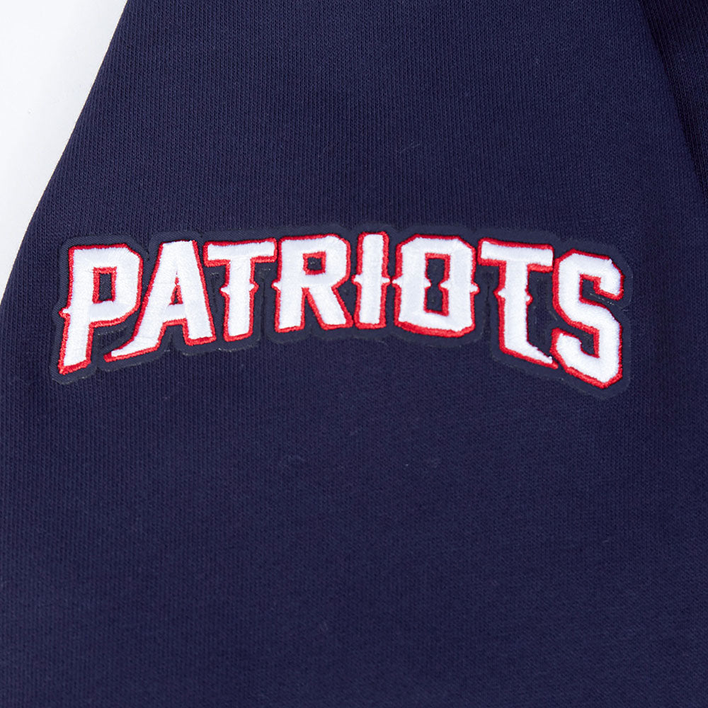 NFL NEW ENGLAND PATRIOTS SCRIPT TAIL CHANDAIL À CAPUCHON EN MOLLETON CÔTELÉ POUR HOMME (MARINE MINUIT/ROUGE/MARINE MINUIT)