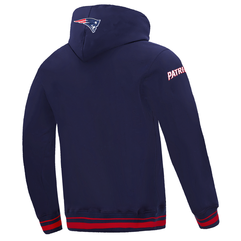 NFL NEW ENGLAND PATRIOTS SCRIPT TAIL CHANDAIL À CAPUCHON EN MOLLETON CÔTELÉ POUR HOMME (MARINE MINUIT/ROUGE/MARINE MINUIT)