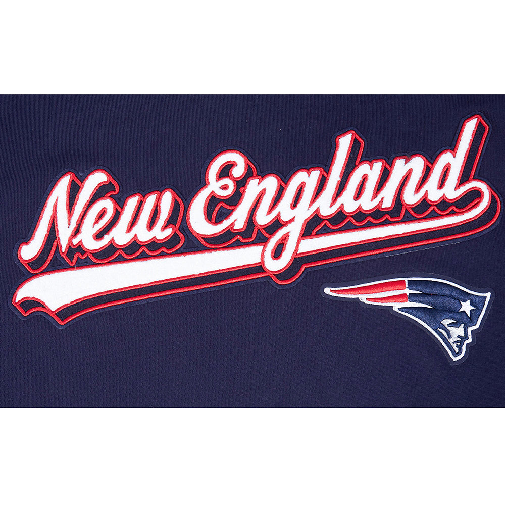 NFL NEW ENGLAND PATRIOTS SCRIPT TAIL CHANDAIL À CAPUCHON EN MOLLETON CÔTELÉ POUR HOMME (MARINE MINUIT/ROUGE/MARINE MINUIT)