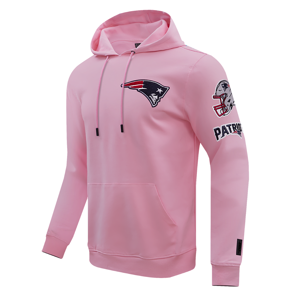 NFL NEW ENGLAND PATRIOTS CLASSIC CHENILLE DOUBLE KNIT PULLOVER HOODIE (PINK)