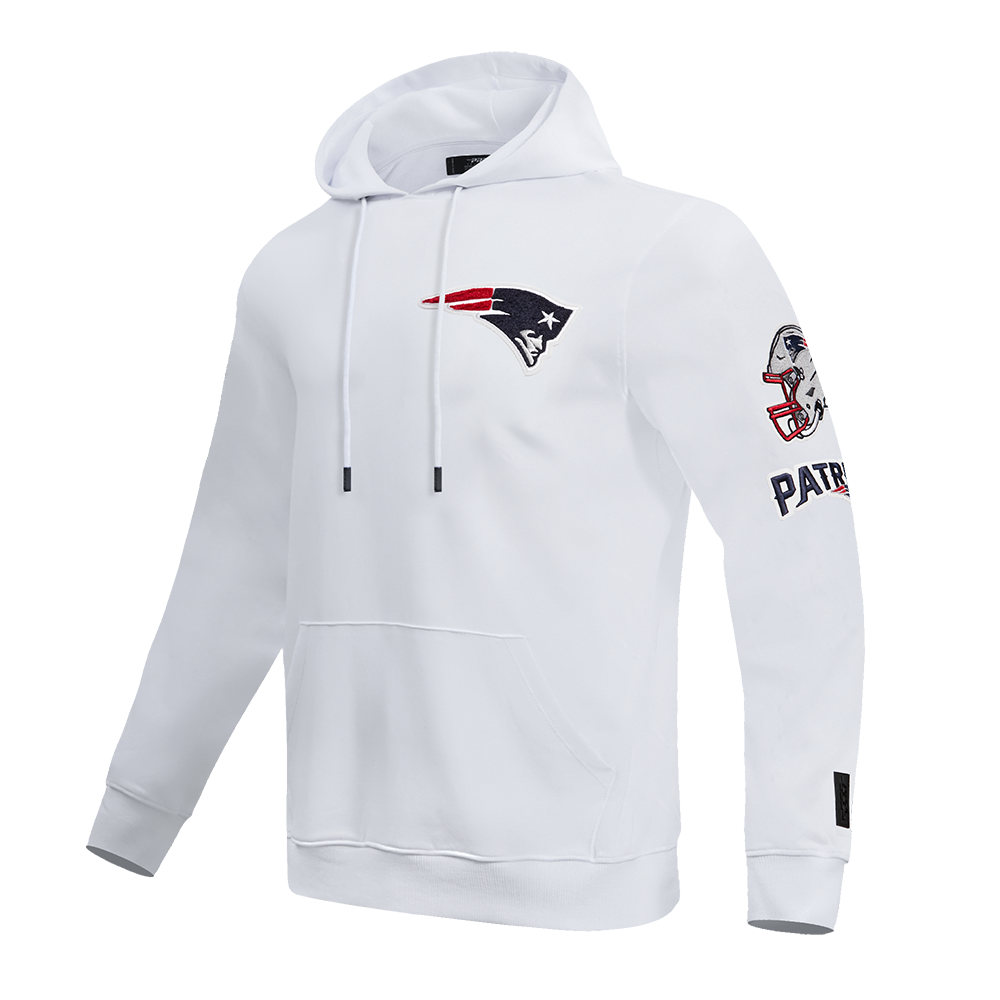 NFL NEW ENGLAND PATRIOTS CLASSIC CHENILLE DOUBLE KNIT PULLOVER HOODIE (WHITE)