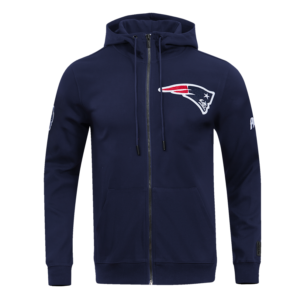 NFL NEW ENGLAND PATRIOTS CLASSIC CHENILLE CHANDAIL À CAPUCHON À GLISSIÈRE (MARINE MINUIT)