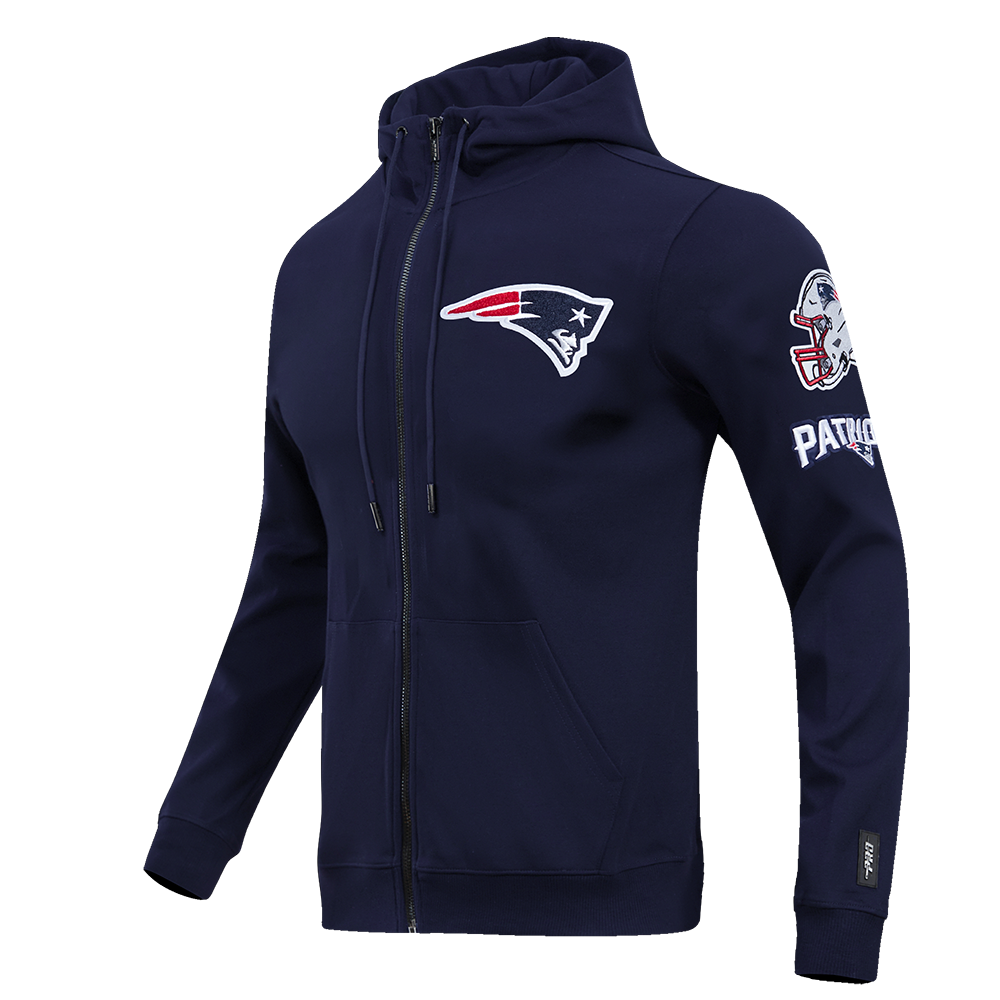 NFL NEW ENGLAND PATRIOTS CLASSIC CHENILLE CHANDAIL À CAPUCHON À GLISSIÈRE (MARINE MINUIT)