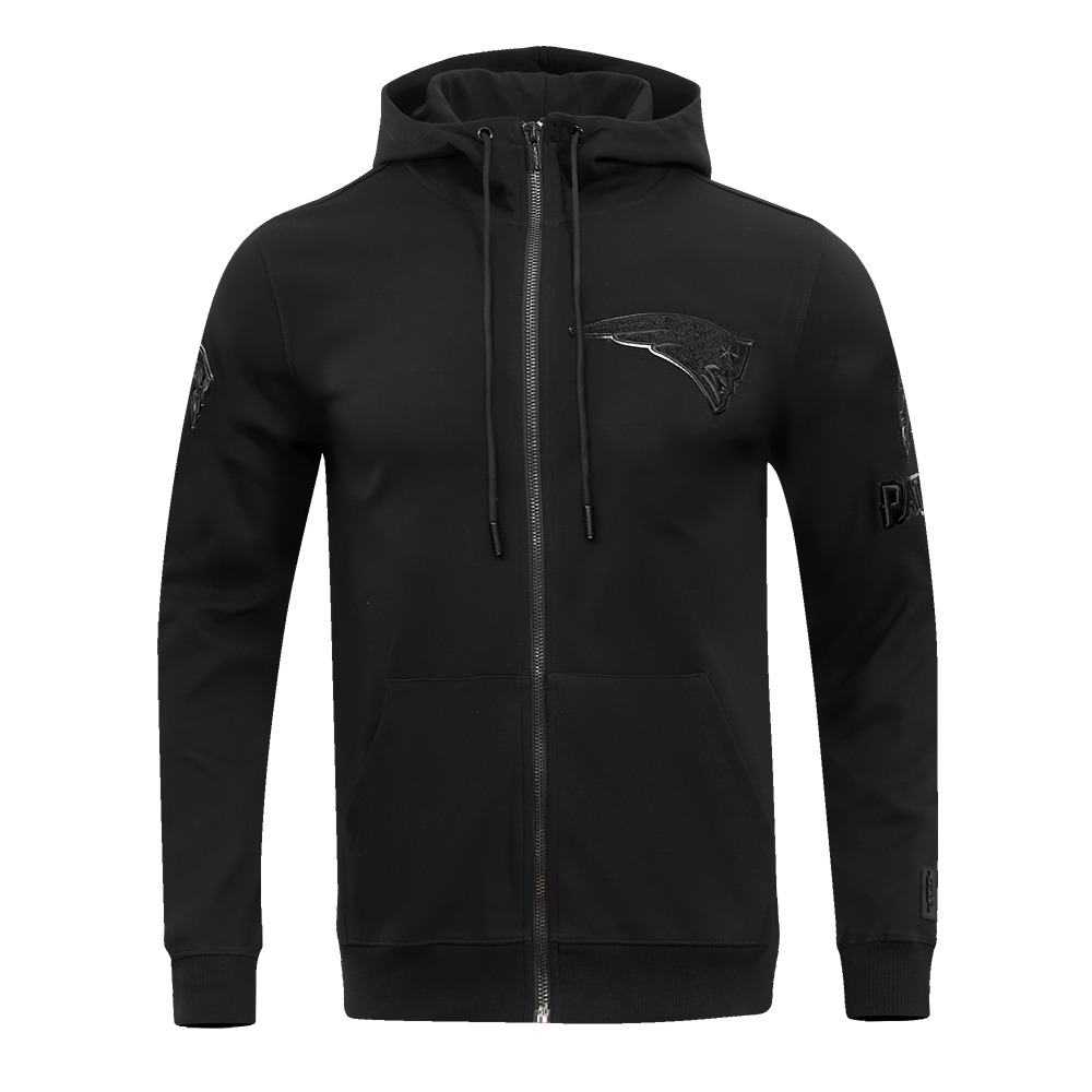 NFL NEW ENGLAND PATRIOTS TRIPLE BLACK CHANDAIL À CAPUCHON EN MAILLE DOUBLE À GLISSIÈRE POUR HOMME (TRIPLE NOIR)
