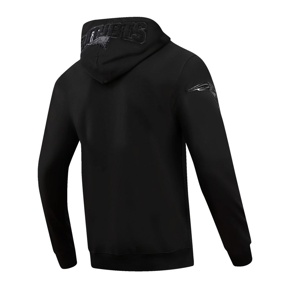 NFL NEW ENGLAND PATRIOTS TRIPLE BLACK CHANDAIL À CAPUCHON EN MAILLE DOUBLE À GLISSIÈRE POUR HOMME (TRIPLE NOIR)