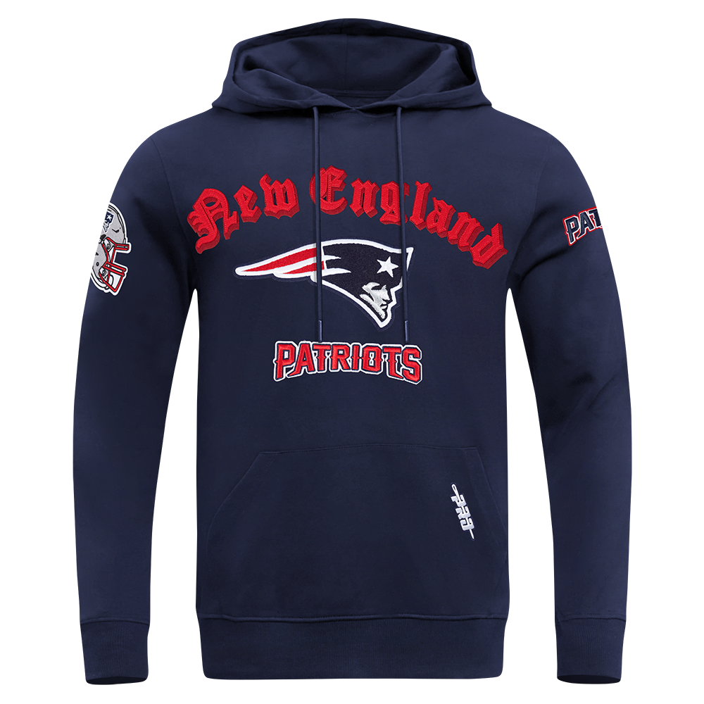 NFL NEW ENGLAND PATRIOTS OLD ENGLISH CHANDAIL À CAPUCHON POUR HOMME (MARINE MINUIT)