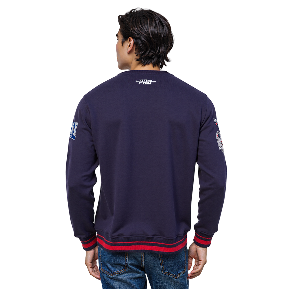 NFL NEW ENGLAND PATRIOTS MASHUP MEN'S RIB CREWNECK (MIDNIGHT NAVY/RED/MIDNIGHT NAVY)