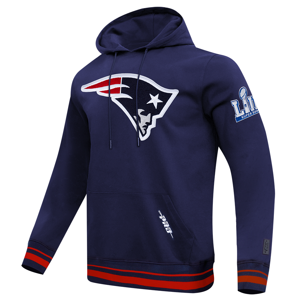 NFL NEW ENGLAND PATRIOTS MASHUP MEN'S RIB PULLOVER HOODIE (MIDNIGHT NAVY/RED/MIDNIGHT NAVY)