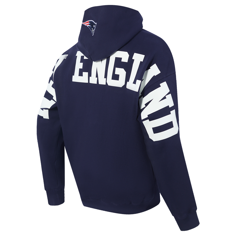 NFL NEW ENGLAND PATRIOTS WINGSPAN MEN'S DROP SHOULDER FLC PO HOODIE (MIDNIGHT NAVY)