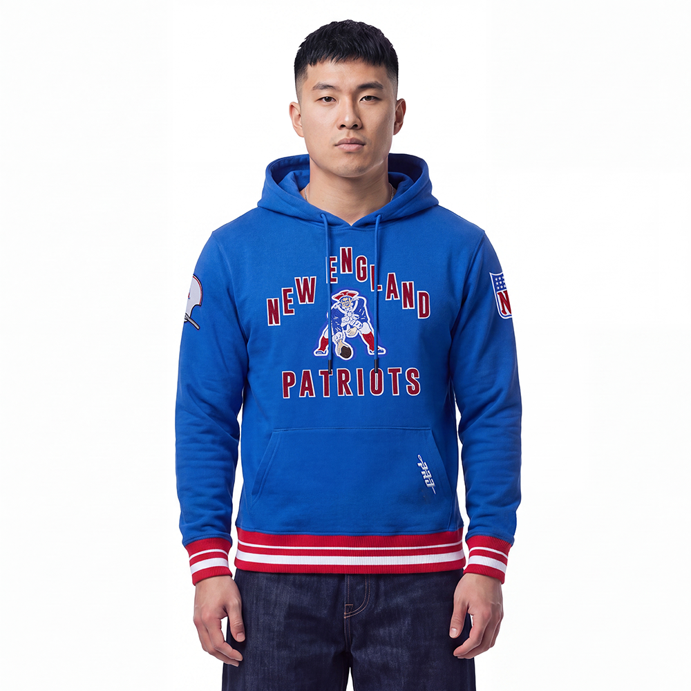 NFL NEW ENGLAND PATRIOTS ON TOP CHANDAIL À CAPUCHON POUR HOMME (BLEU ROYAL/ROUGE)