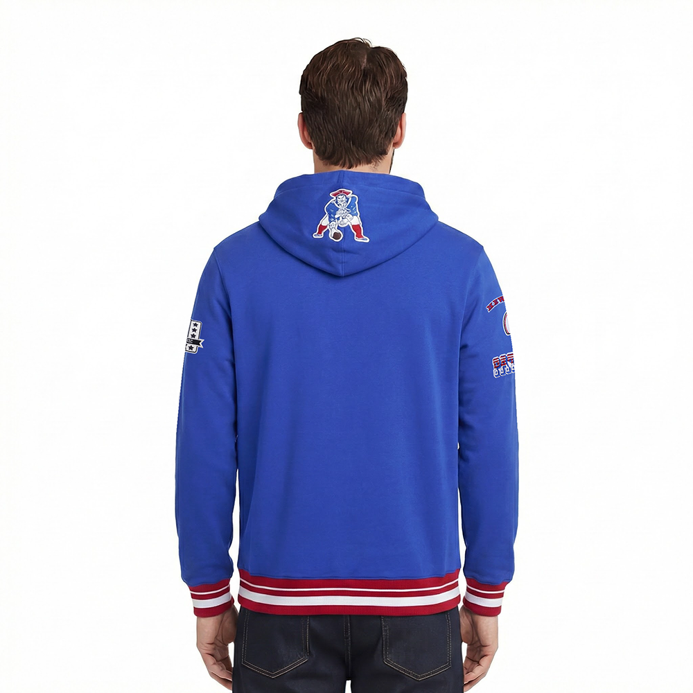 Sweat à capuche rétro classique NFL New England Patriots pour homme (bleu roi/rouge)