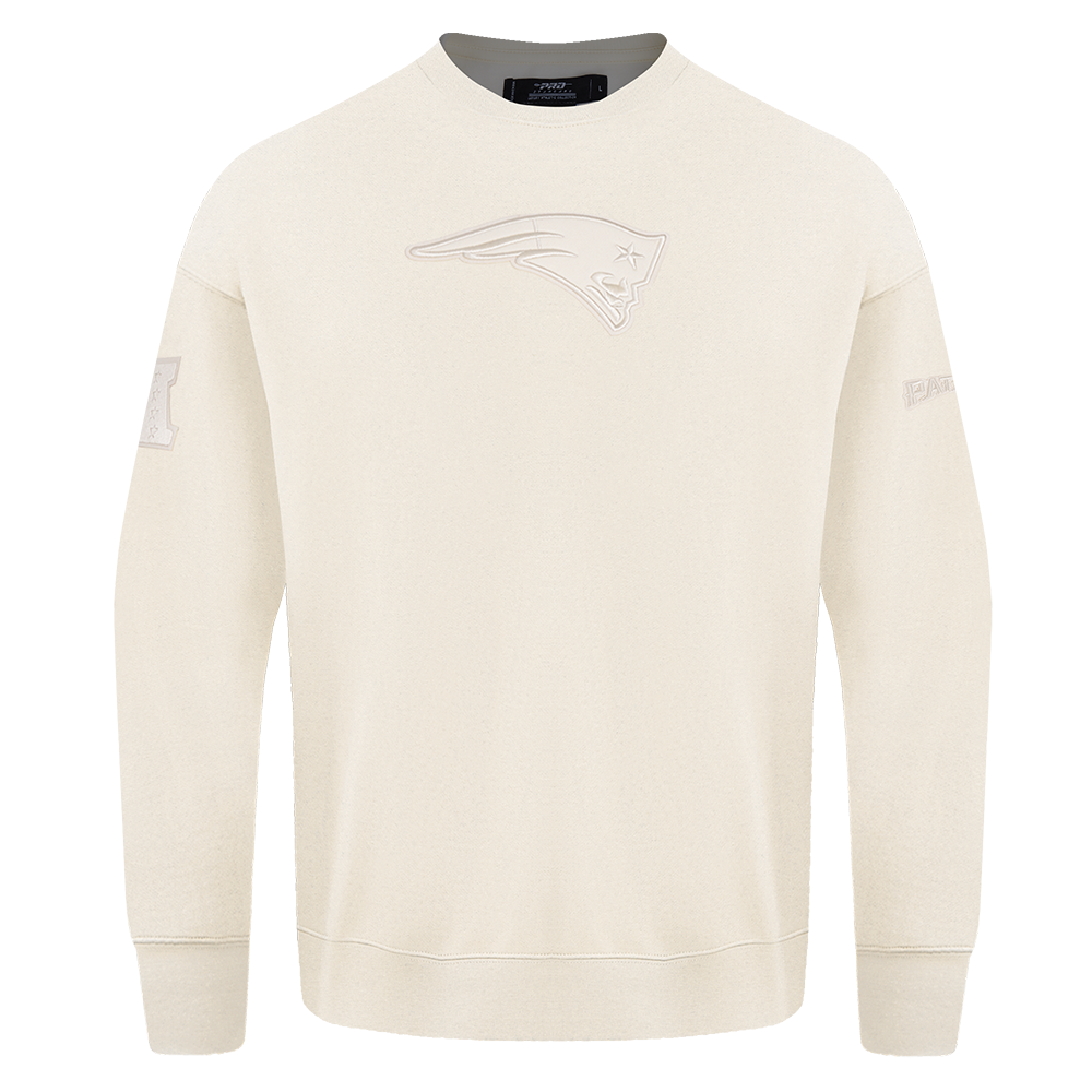 NFL NEW ENGLAND PATRIOTS NEUTRAL CHANDAIL À COL ROND EN MOLLETON À ÉPAULES TOMBANTES POUR HOMME (COQUILLE D'ŒUF)