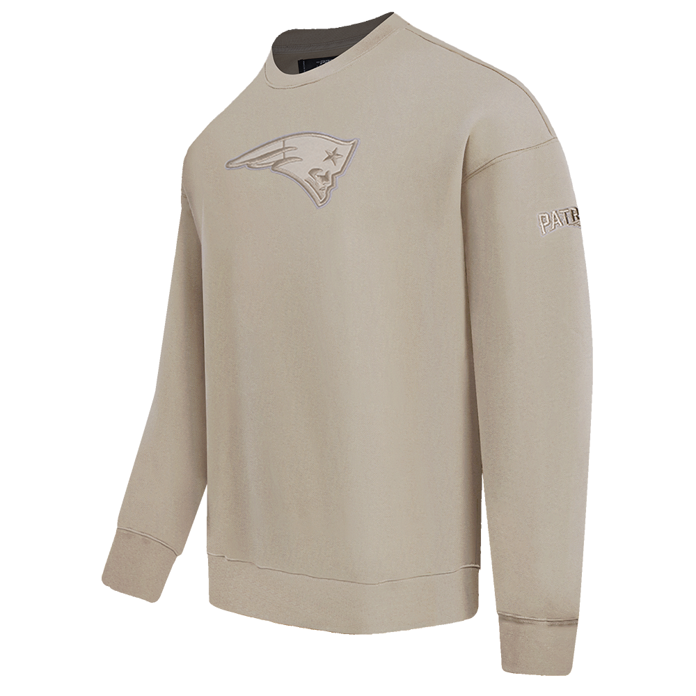 NFL NEW ENGLAND PATRIOTS NEUTRAL CHANDAIL À COL ROND EN MOLLETON À ÉPAULES TOMBANTES POUR HOMME (TAUPE)