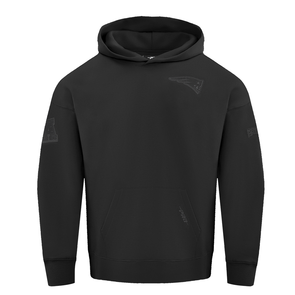 NFL NEW ENGLAND PATRIOTS NEUTRAL MEN'S DROP SHOULDER FLEECE PULLOVER HOODIE (BLACK)
