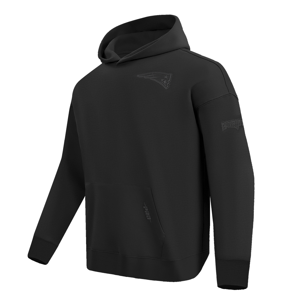NFL NEW ENGLAND PATRIOTS NEUTRAL MEN'S DROP SHOULDER FLEECE PULLOVER HOODIE (BLACK)