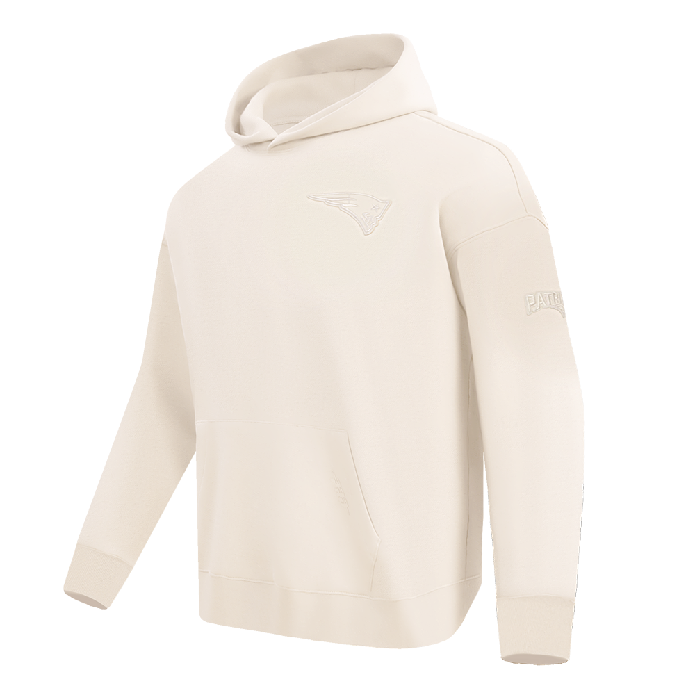 NFL NEW ENGLAND PATRIOTS NEUTRAL MEN'S DROP SHOULDER FLEECE PULLOVER HOODIE (EGGSHELL)