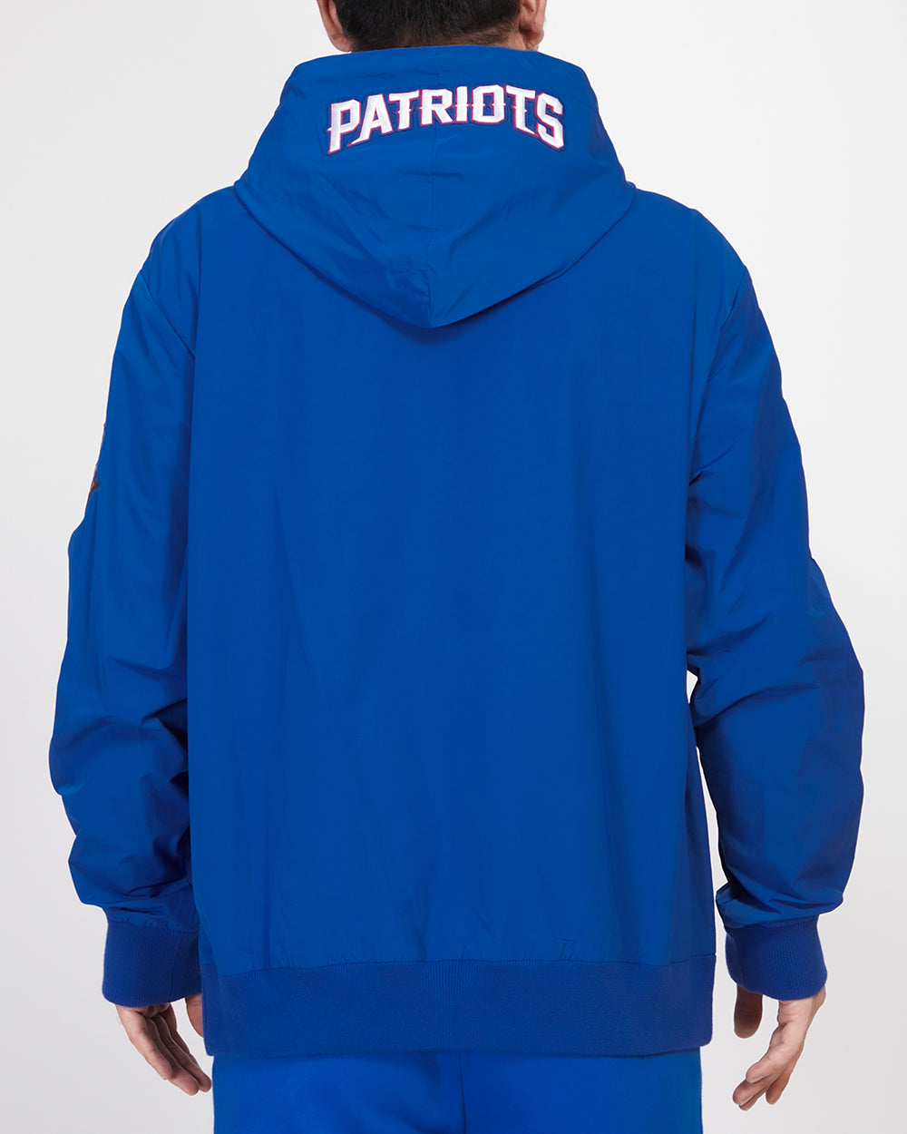 NFL NEW ENGLAND PATRIOTS HYBRID WOVEN MEN'S FULL ZIP PULLOVER HOODIE (ROYAL BLUE)