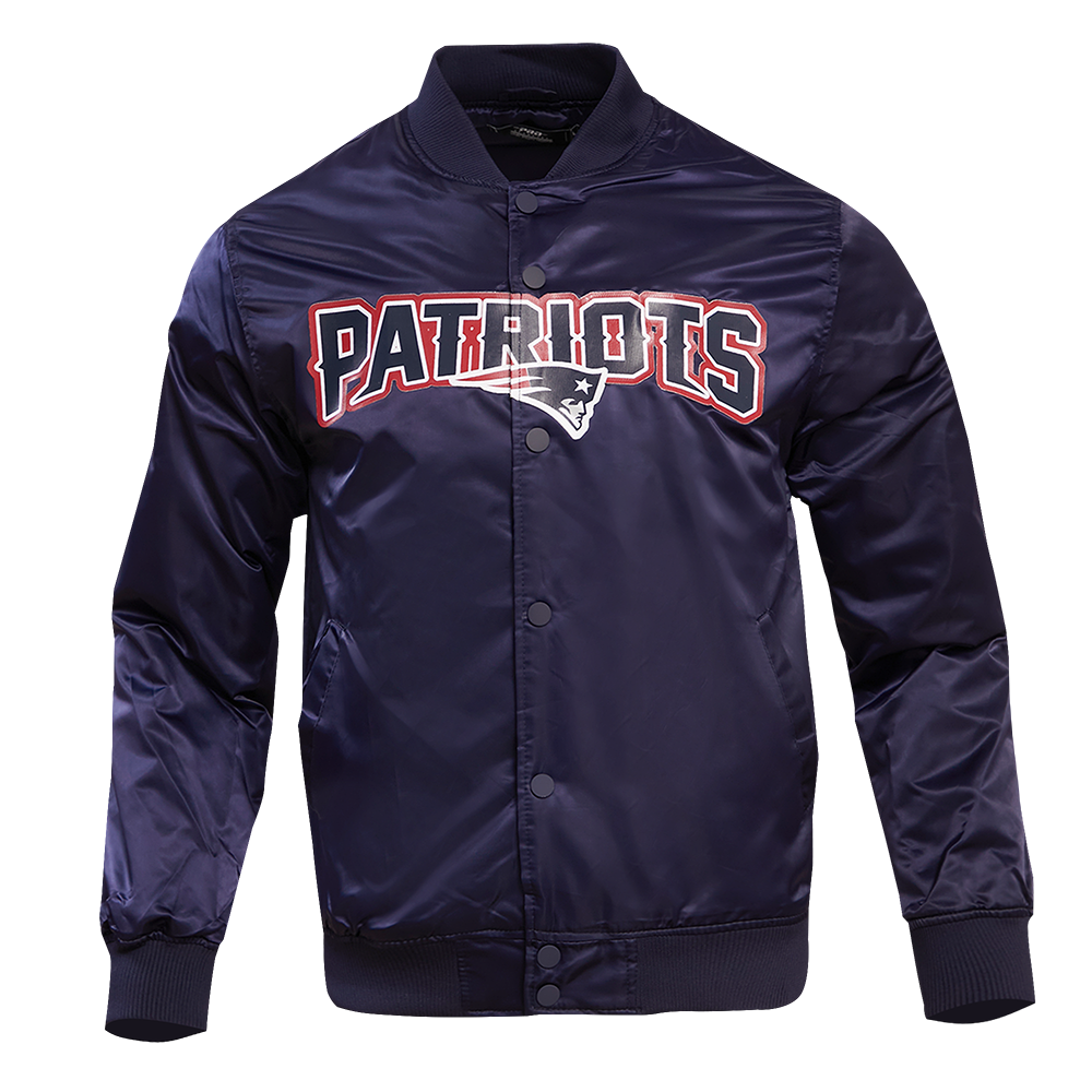 NFL NEW ENGLAND PATRIOTS BLOUSON EN SATIN À GRAND LOGO POUR HOMME (MARINE MINUIT)