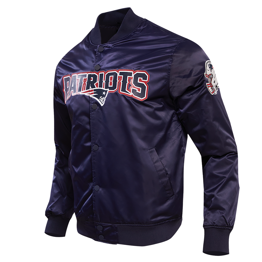 NFL NEW ENGLAND PATRIOTS BLOUSON EN SATIN À GRAND LOGO POUR HOMME (MARINE MINUIT)