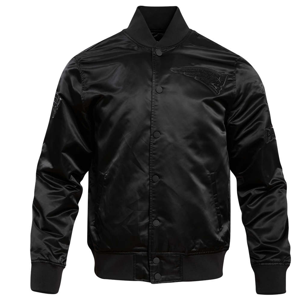 NFL NEW ENGLAND PATRIOTS TRIPLE BLACK BLOUSON EN SATIN POUR HOMME (TRIPLE NOIR HOMME)