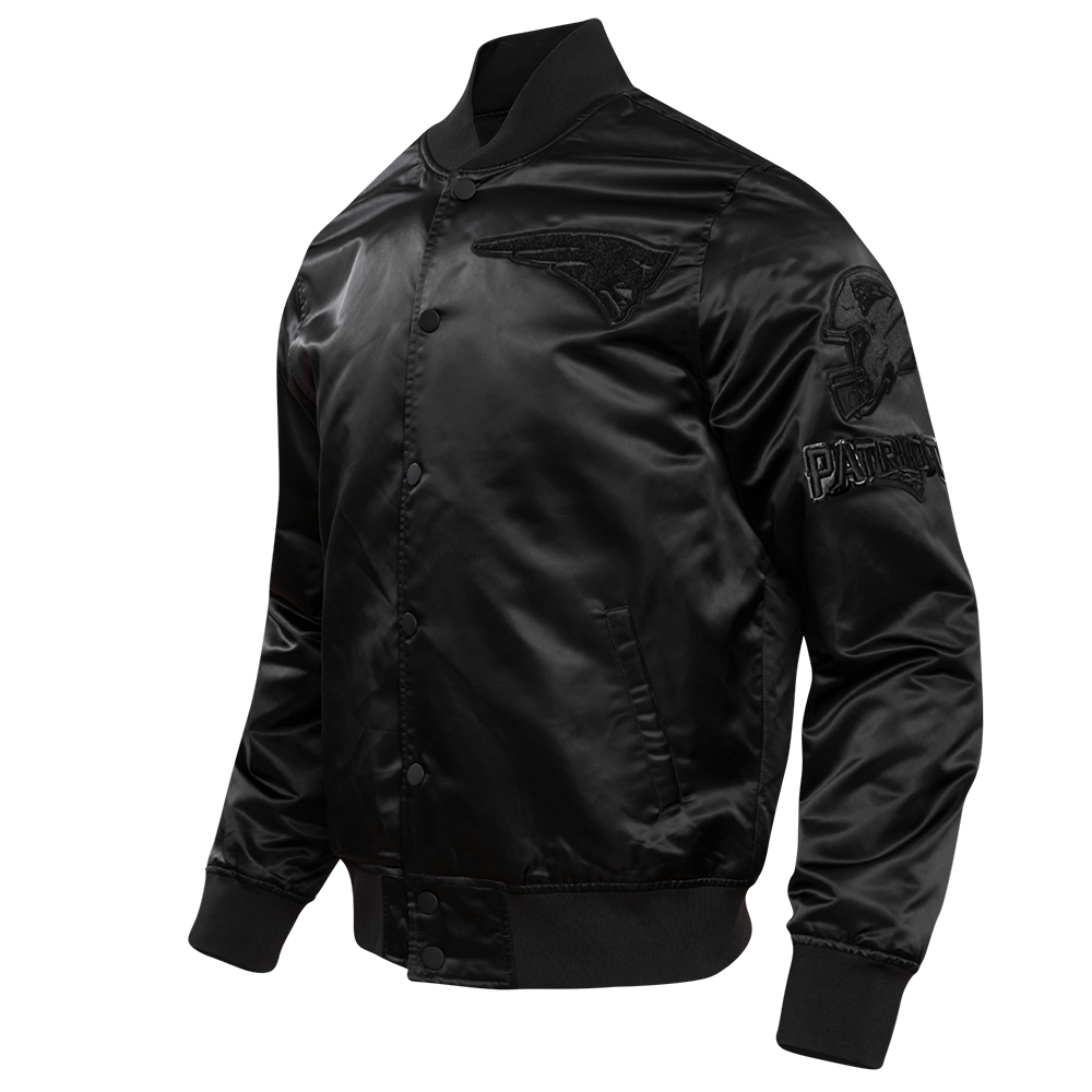 NFL NEW ENGLAND PATRIOTS TRIPLE BLACK BLOUSON EN SATIN POUR HOMME (TRIPLE NOIR HOMME)
