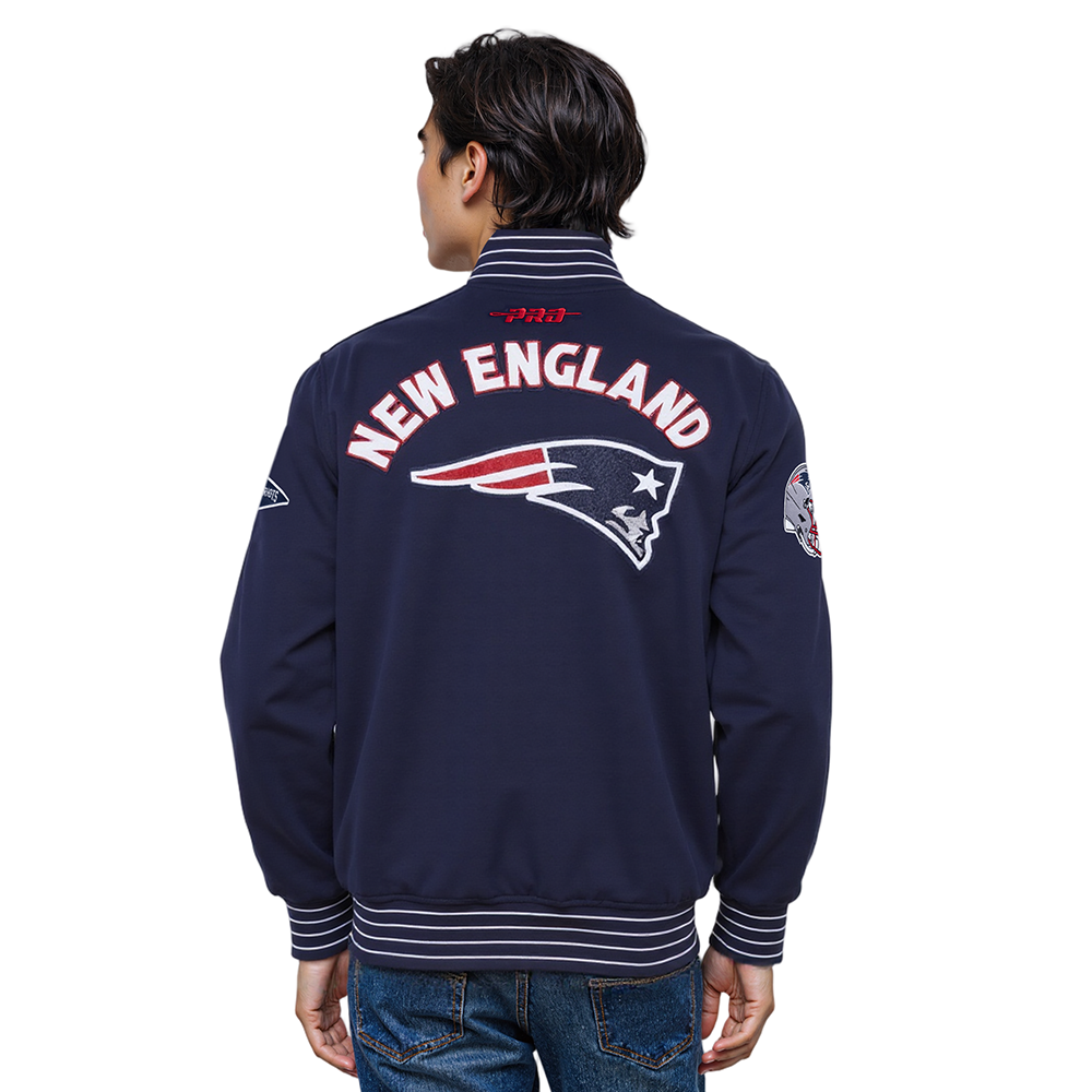 NFL NEW ENGLAND PATRIOTS BLOUSON PRO GAME DAY EN MAILLE DOUBLE POUR HOMME (MARINE MINUIT/BLANC)