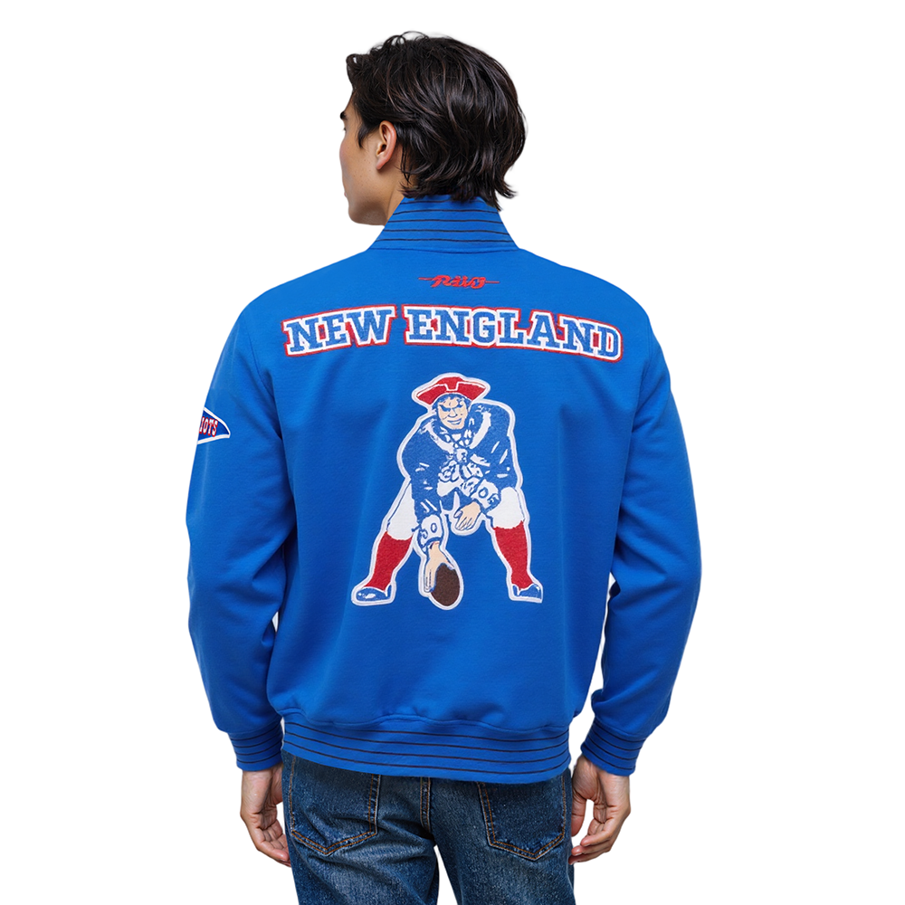 NFL NEW ENGLAND PATRIOTS BLOUSON RÉTRO PRO GAME DAY (BLEU ROYAL/BLANC/MARINE MINUIT)