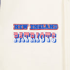 NFL NEW ENGLAND PATRIOTS RETRO CLASSIC MEN'S RIB WOOL VARSITY JACKET (EGGSHELL/ ROYAL BLUE)