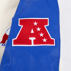 NFL NEW ENGLAND PATRIOTS RETRO CLASSIC MEN'S RIB WOOL VARSITY JACKET (EGGSHELL/ ROYAL BLUE)