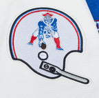 NFL NEW ENGLAND PATRIOTS RETRO CLASSIC BLOUSON COLLÉGIAL EN LAINE À BORDS CÔTELÉS POUR HOMME (BLEU ROYAL/ROUGE)