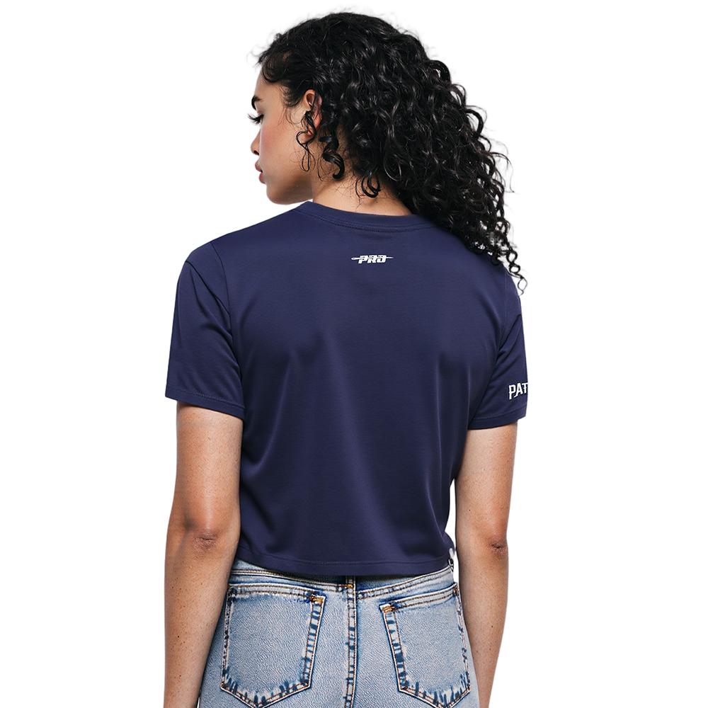 NFL NEW ENGLAND PATRIOTS SCRIPT TAIL T-SHIRT EN JERSEY SIMPLE À COUPE CARRÉE POUR FEMME (MARINE MINUIT)