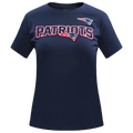 NFL NEW ENGLAND PATRIOTS CLASSIC T-SHIRT AJUSTÉ EN JERSEY SIMPLE À MANCHES COURTES POUR FEMME (MARINE MINUIT)