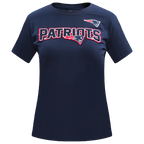 NFL NEW ENGLAND PATRIOTS CLASSIC T-SHIRT AJUSTÉ EN JERSEY SIMPLE À MANCHES COURTES POUR FEMME (MARINE MINUIT)
