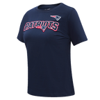NFL NEW ENGLAND PATRIOTS CLASSIC T-SHIRT AJUSTÉ EN JERSEY SIMPLE À MANCHES COURTES POUR FEMME (MARINE MINUIT)