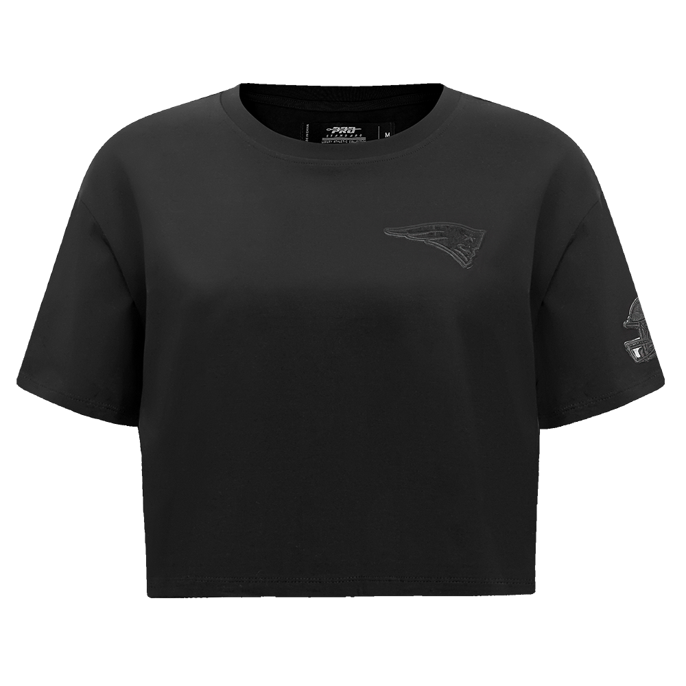 NFL NEW ENGLAND PATRIOTS TRIPLE BLACK WOMEN'S SINGLE JERSEY BOXY TEE (TRIPLE BLACK)