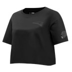 NFL NEW ENGLAND PATRIOTS TRIPLE BLACK WOMEN'S SINGLE JERSEY BOXY TEE (TRIPLE BLACK)