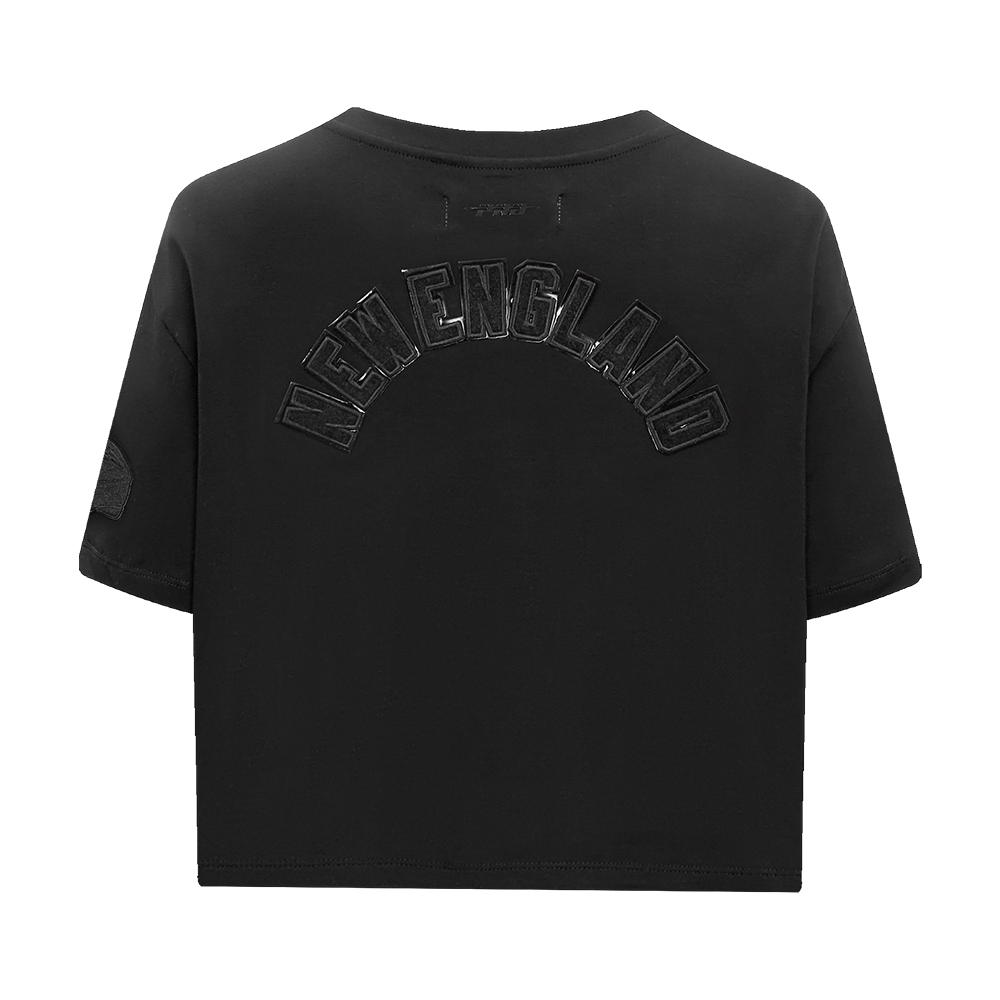 NFL NEW ENGLAND PATRIOTS TRIPLE BLACK WOMEN'S SINGLE JERSEY BOXY TEE (TRIPLE BLACK)