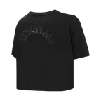 NFL NEW ENGLAND PATRIOTS TRIPLE BLACK WOMEN'S SINGLE JERSEY BOXY TEE (TRIPLE BLACK)