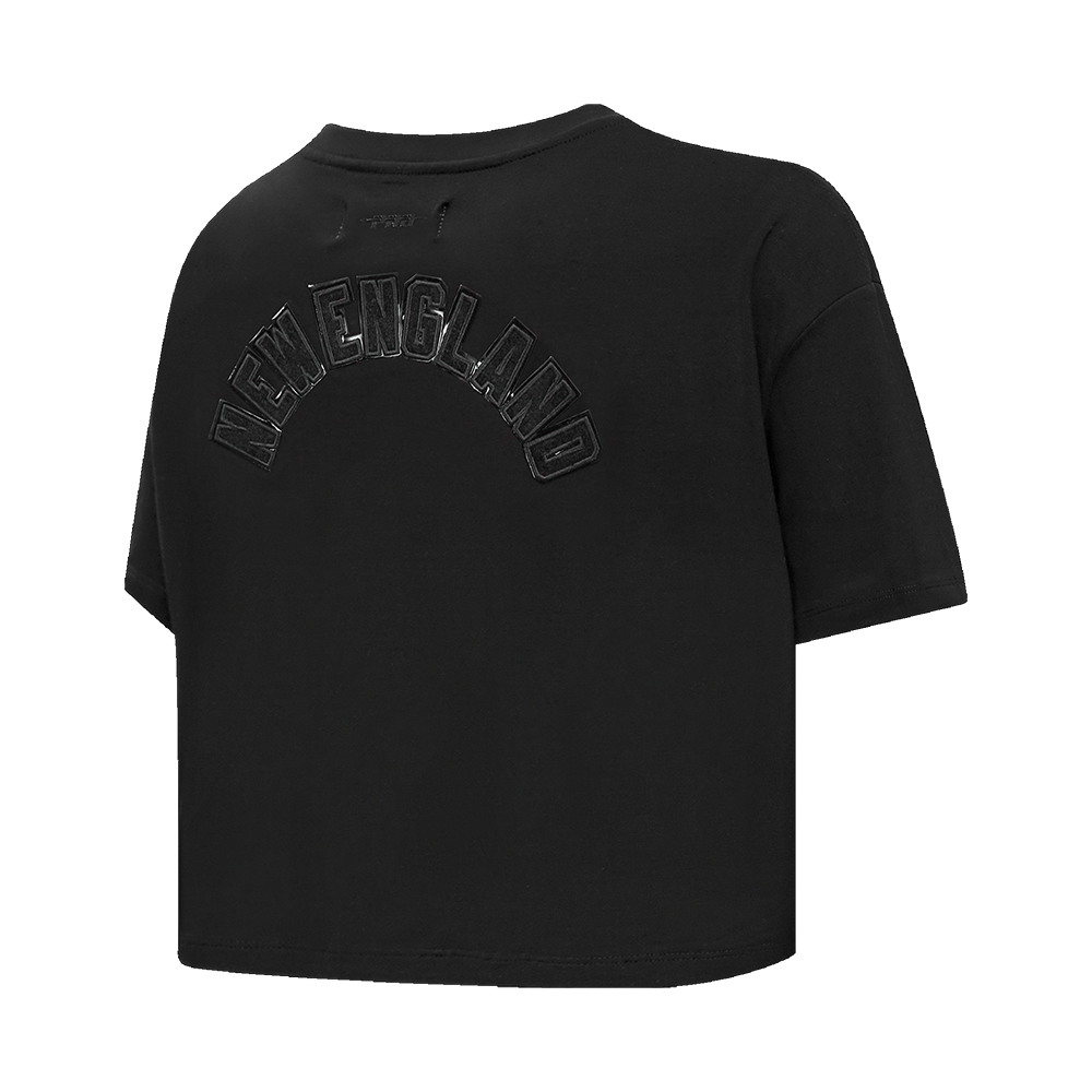 NFL NEW ENGLAND PATRIOTS TRIPLE BLACK WOMEN'S SINGLE JERSEY BOXY TEE (TRIPLE BLACK)