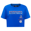 NFL NEW ENGLAND PATRIOTS RETRO CLASSIC T-SHIRT À COUPE CARRÉE POUR FEMME (BLEU ROYAL)