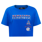 NFL NEW ENGLAND PATRIOTS RETRO CLASSIC T-SHIRT À COUPE CARRÉE POUR FEMME (BLEU ROYAL)
