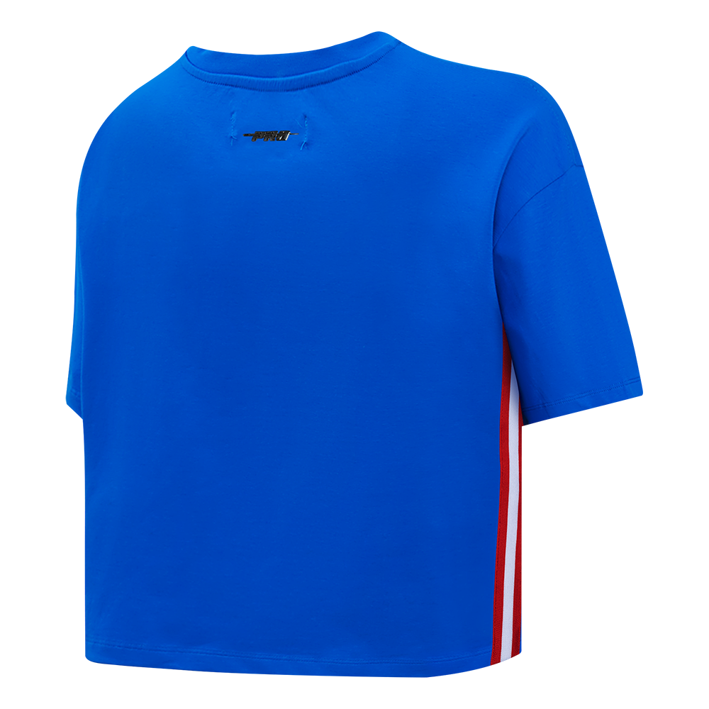 NFL NEW ENGLAND PATRIOTS RETRO CLASSIC T-SHIRT À COUPE CARRÉE POUR FEMME (BLEU ROYAL)